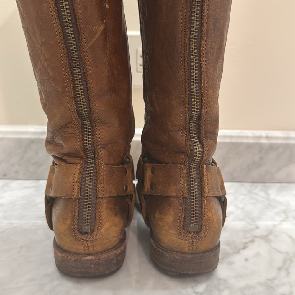 Frye Harness Boots Brown Leather Size 7.5 - Picture 5 of 9